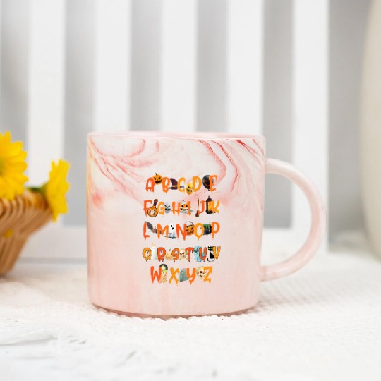 Alphabet ABC Teacher Halloween Marble Mugs