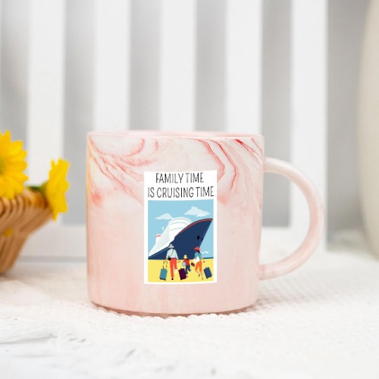 Family Time is Cruising Time Cruise Vacation Marble Mugs