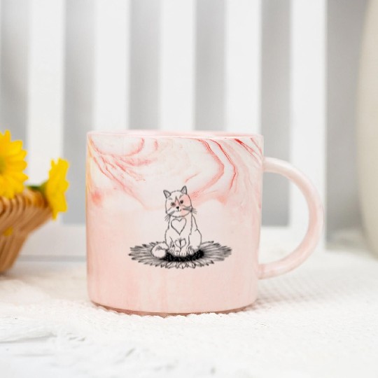 Cat Sunflower Cat Owner Cute Cat Lover I Cat Sunfl Marble Mugs