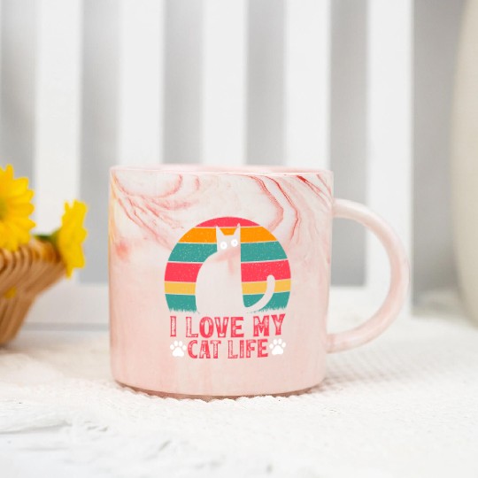 Funny Cat Meme Cat Owner Cat Lover I Love My Cat L Marble Mugs