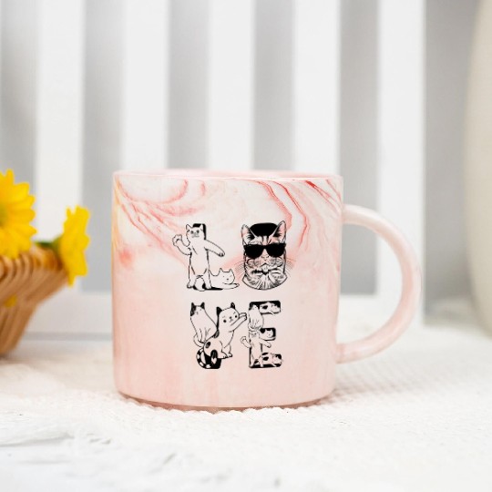 Cat LOVE Cats I Cute Cat Lover Marble Mugs