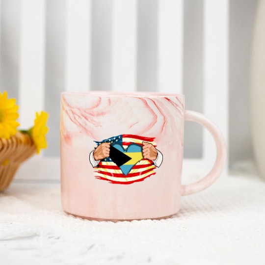 Bahamian Who Live in America Bahamas Flag Marble Mugs