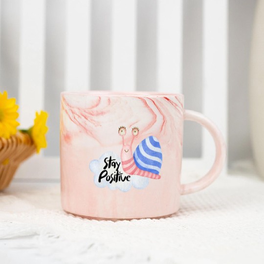 Stay Positive - Colorful Snail Marble Mugs