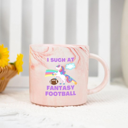 I Suck At Fantasy Football Funny Cute Unicorn Marble Mugs