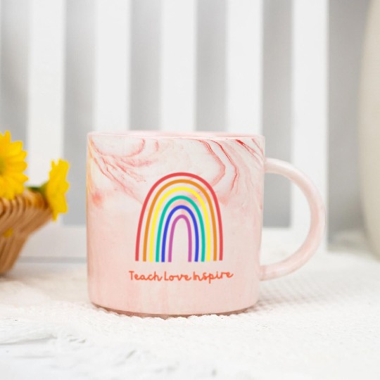 Back To School Teach Love Inspire Retro Teachers Marble Mugs