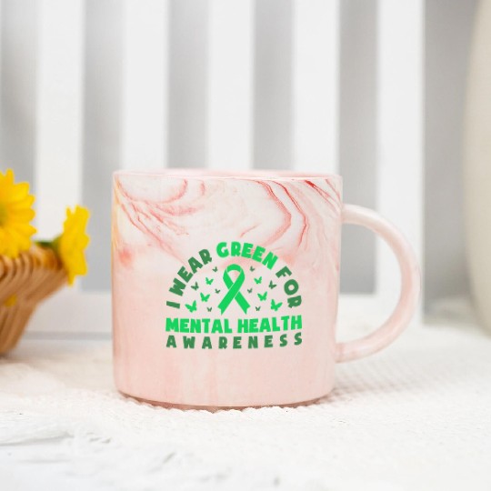 I Wear Green For Mental Health Awareness Month Marble Mugs
