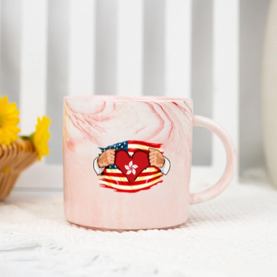 Hong Kongese Who Live in America HongKong Flag Marble Mugs