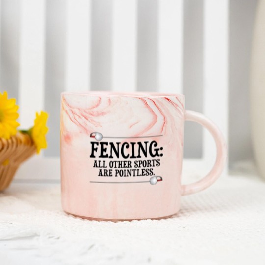 Fencing Make New Friends and Stab Them Sports Pun Marble Mugs