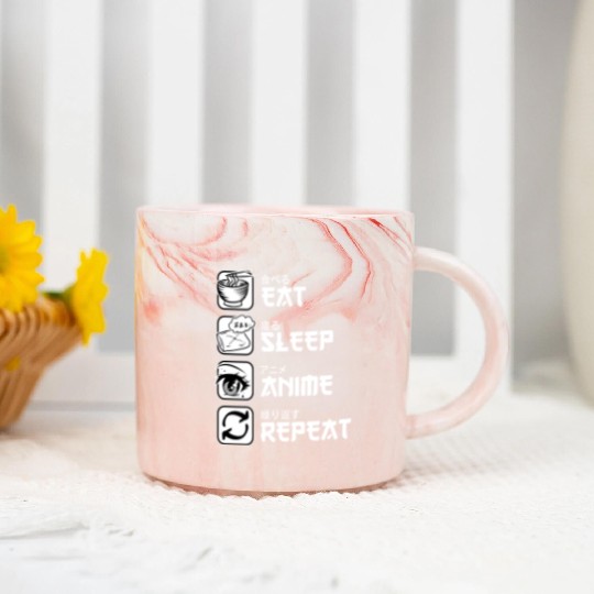 Eat Sleep Anime Repeat Japan Manga Marble Mugs