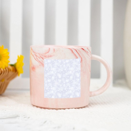 Lilac Snowflakes Pattern Marble Mugs