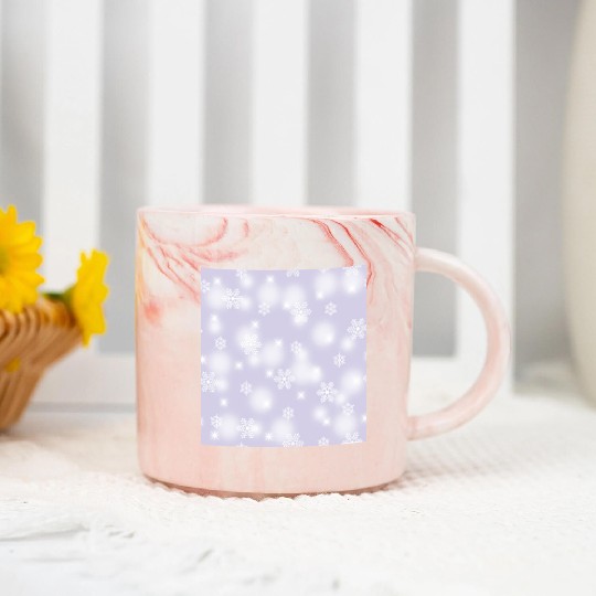 Lavender Snowflakes Pattern Marble Mugs