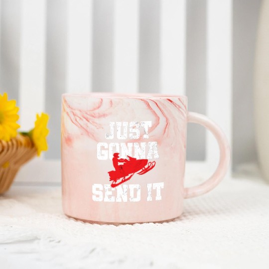Snowmobile Just Gonna Send It Funny Freestyle Moto Marble Mugs
