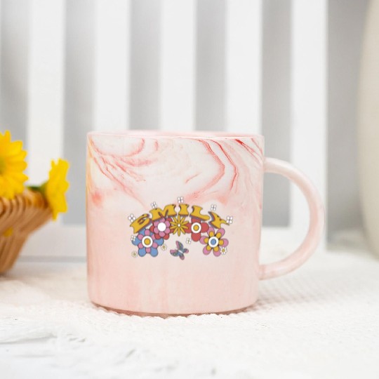 Emily Groovy Flower Tie Dye, Emily Hippie Flower Marble Mugs