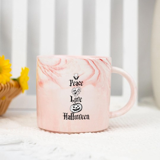 Peace, love, Halloween, Funny Halloween Marble Mugs
