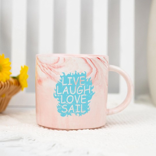 Live laugh Love Sail Sailing Boat Sport Marble Mugs