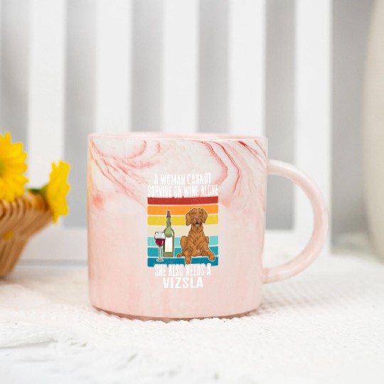 Vizsla Mom Wine Hungarian Vizsla Dog Mom Women Marble Mugs