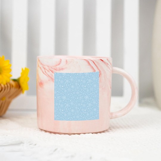 Light Blue Snowflakes Pattern Marble Mugs