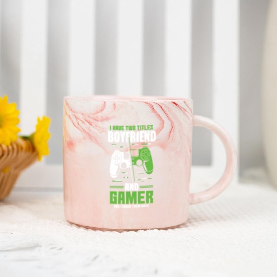 Two Titles Boyfriend Gamer Video Game Lover Gaming Marble Mugs