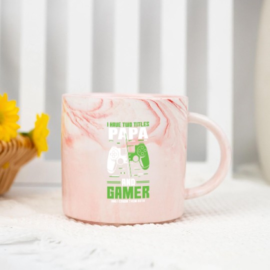 Two Titles Papa Gamer Video Game Lover Gaming Marble Mugs
