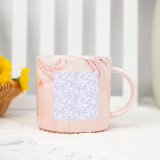 Lavender Snowflakes Pattern Marble Mugs