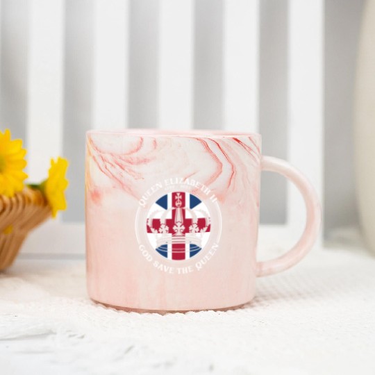 UK British Queen Elizabeth II God Save The Queen Marble Mugs