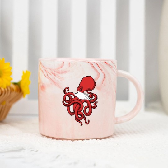 Scuba Diver Red White Flag Octopus Scuba Diving Marble Mugs