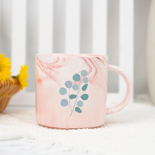 Eucalyptus evergreen design - natural plant leaves Marble Mugs