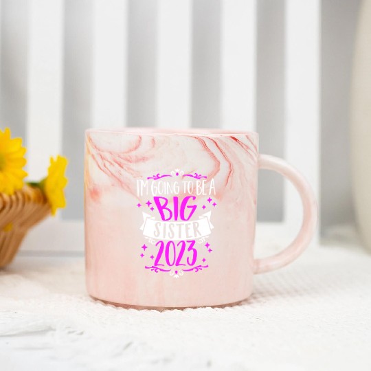 Going to be a Big Sister 2023 Pregnancy Big Sis Marble Mugs
