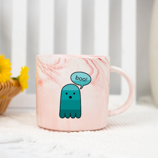 Persian Green Boo Ghost Halloween Marble Mugs