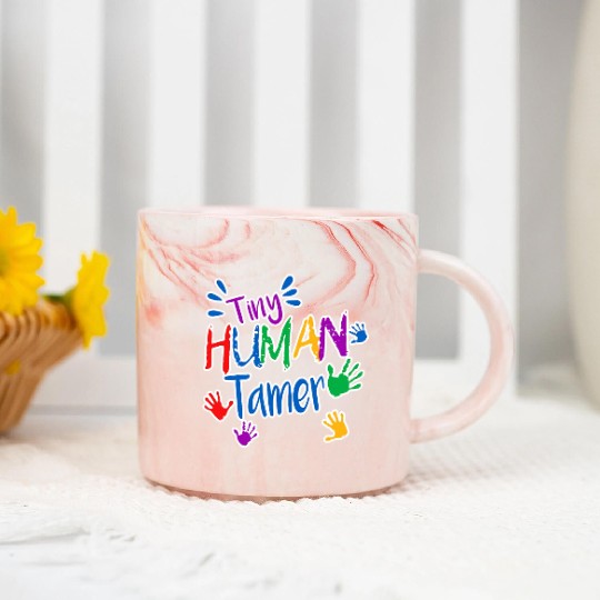 Funny Tiny Human Tamer Daycare Provider Teacher Marble Mugs