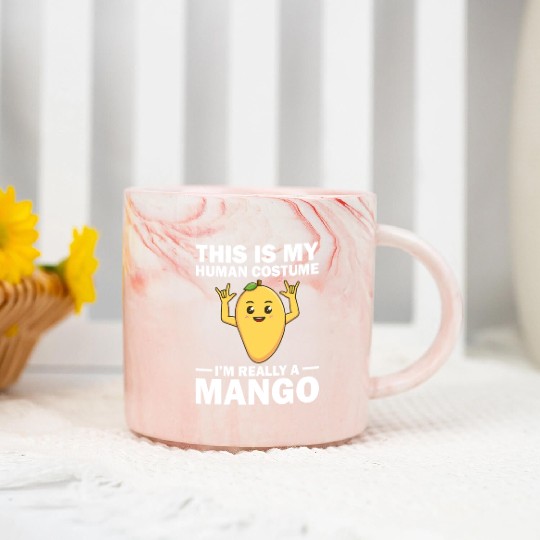Funny This Is My Human Costume Mango Fruit Lover Marble Mugs