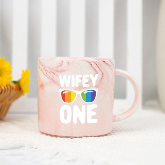Wife One Funny Lgbt Lesbian Couple LGBT Pride Gay Marble Mugs