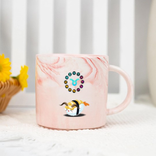 Japanese Sushi Funny Taurus Zodiac Sushi Lover Pun Marble Mugs