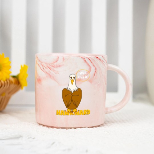 Hawk Word Pun for Animal Lovers Marble Mugs