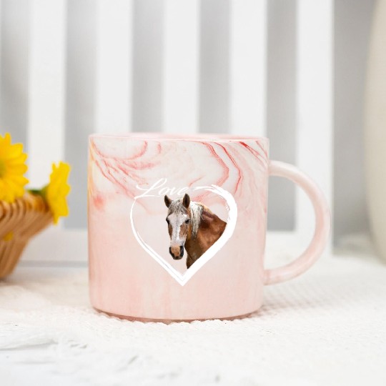 Love White Brown Horse Lover of Horses Gift Marble Mugs