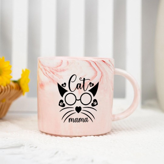 Cat Mom Marble Mugs