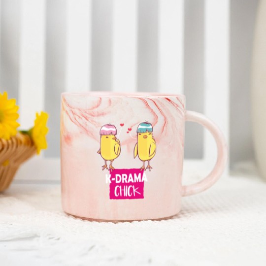 Korean K-drama Fan Chick Cartoon Marble Mugs