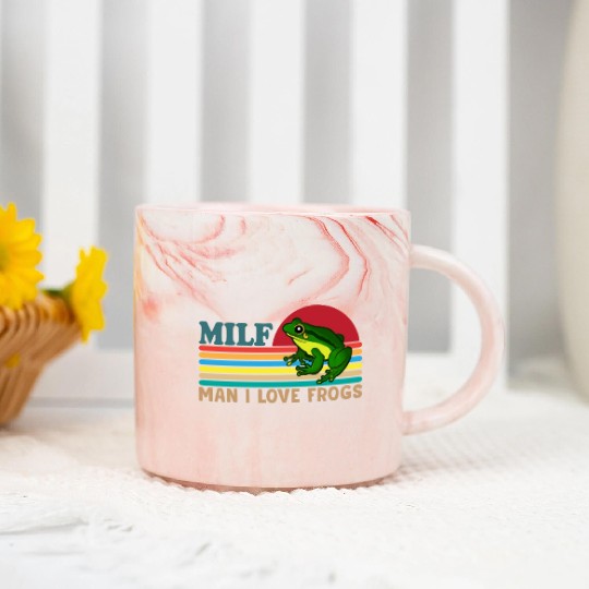 Milf Man I Love Frogs Marble Mugs