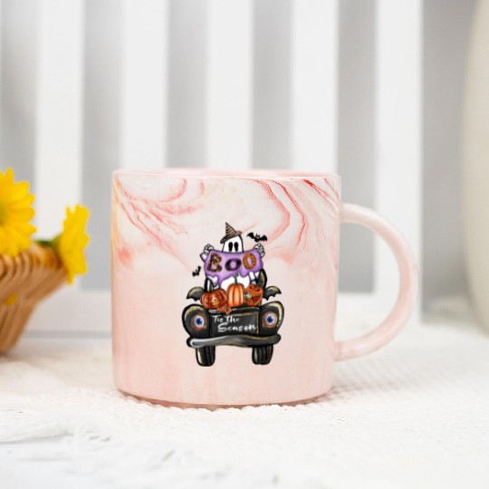 Boo Tis the season sublimation Halloween Marble Mugs