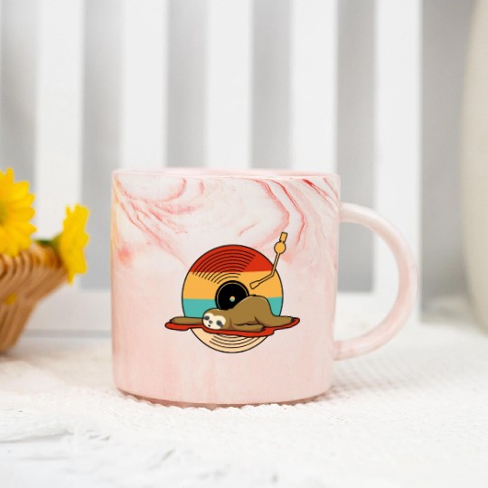 Music Vinyl LP Collection Cute Sleeping Sloth Marble Mugs