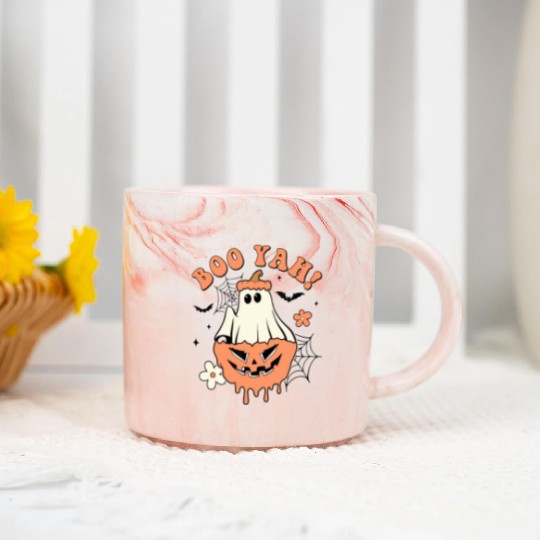 Halloween Trick Or Treat Spooky Season Boo Yah Marble Mugs