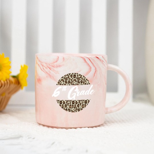 6th Grade Cheetah Print School Teacher Student Marble Mugs