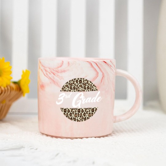 3rd Grade Cheetah Print School Teacher Student Marble Mugs