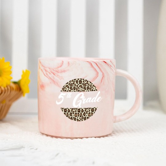 5th Grade Cheetah Print School Teacher Student Marble Mugs