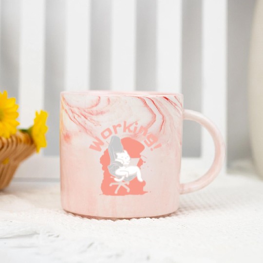 Working Cat Busy Cat Owner Professional Worker Marble Mugs