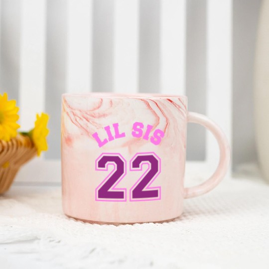 Lil Sis 2022 Little Sister Baby Family Birth Child Marble Mugs