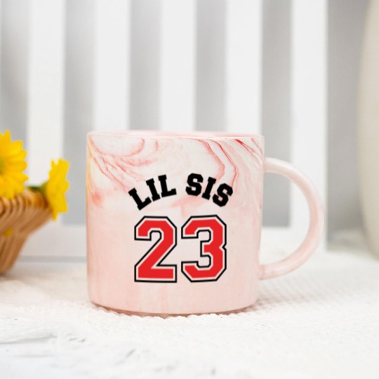 Lil Sis 2023 Little Sister Baby Family Birth Child Marble Mugs