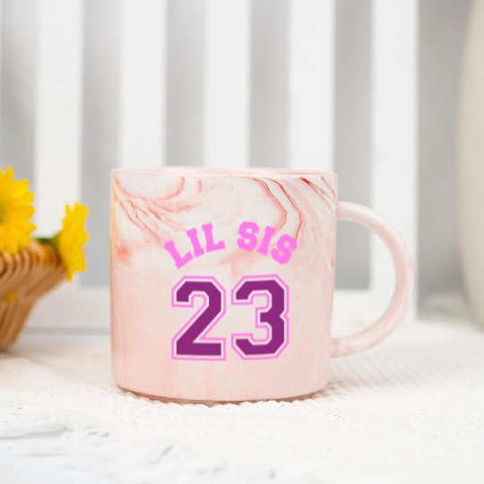 Lil Sis 2023 Little Sister Baby Family Birth Child Marble Mugs