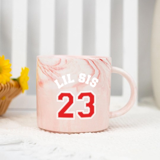 Lil Sis 2023 Little Sister Baby Family Birth Child Marble Mugs