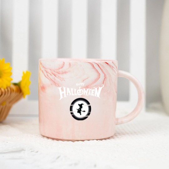Happy Halloween, little witch on ballet Marble Mugs